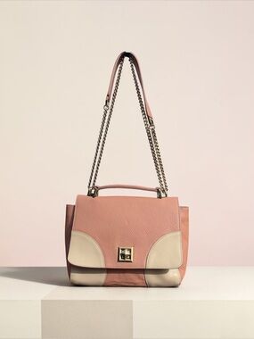 VITTORIA NAPOLI ITALIAN PEBBLED LEATHER COLORBLOCK SHOULDER CROSSBODY BAG